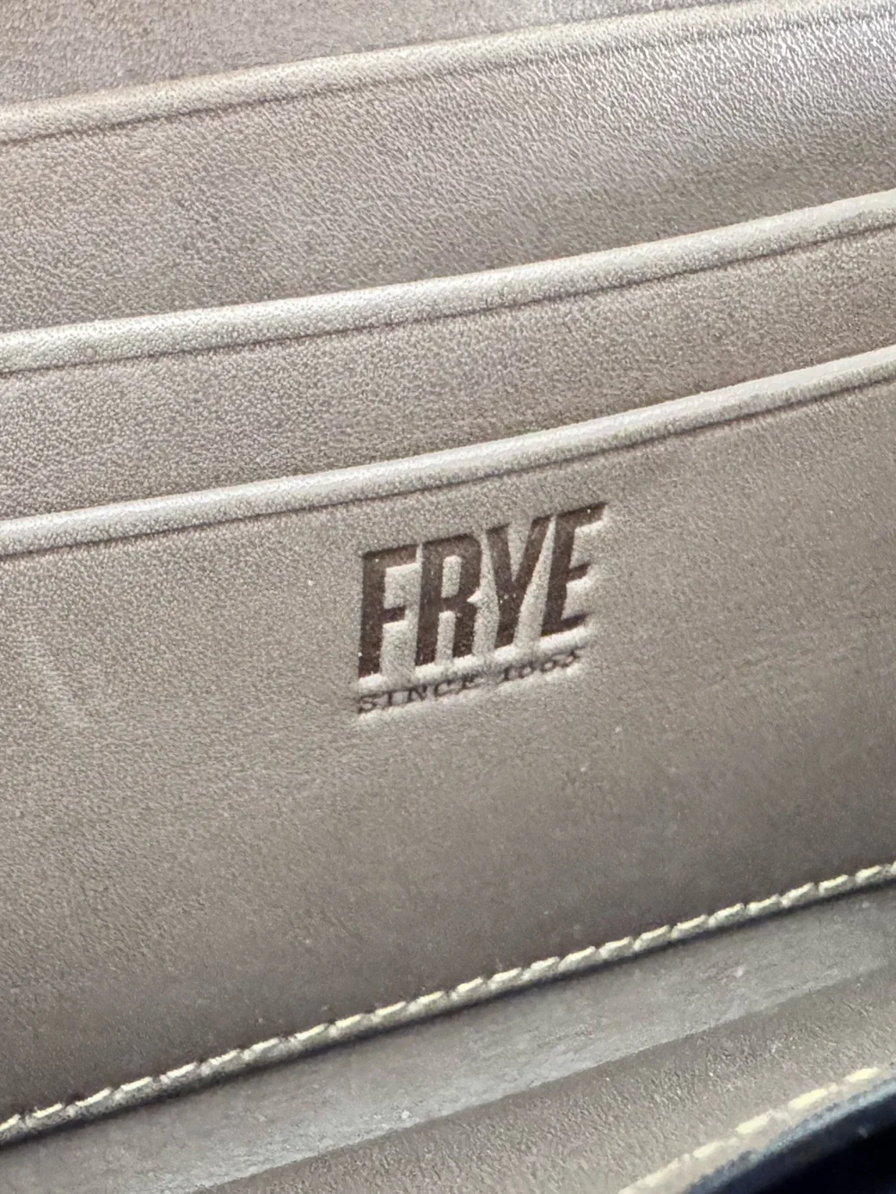 Frye Melissa Gray Taupe Leather Zip Around Wallet